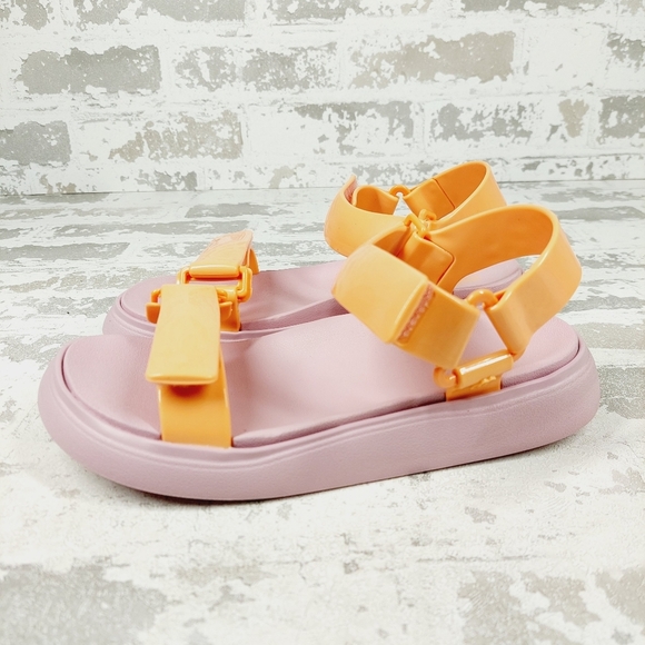 NEW Melissa Papete Essential Pink Orange Summer Flat Sandals K920 - Picture 1 of 11